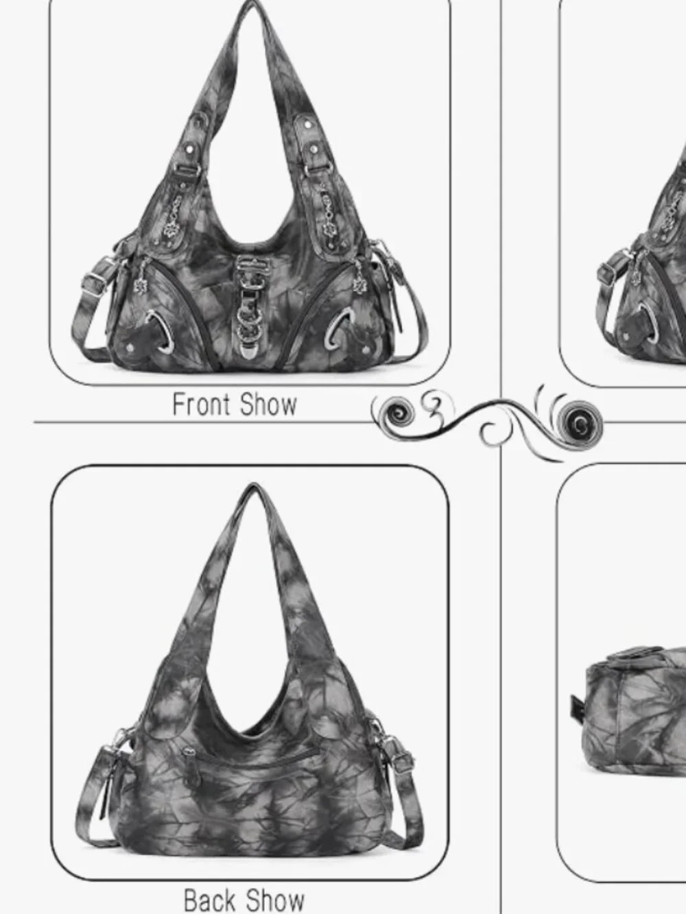 Large Black and Grey Handbag/Purse